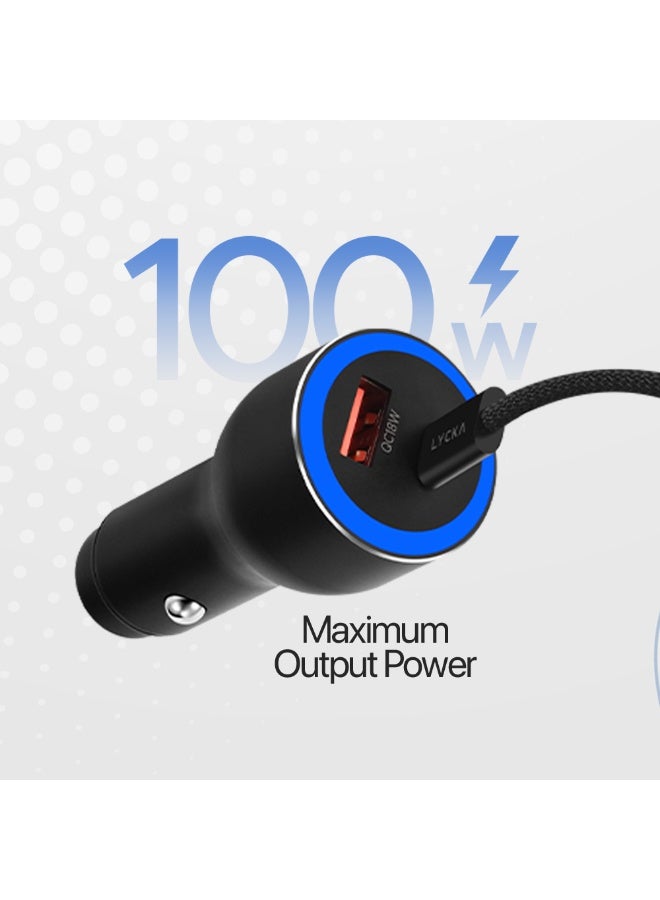 LYCKA Rocket AC118 100W Fast Car Charger with USB-C & USB-A, Power Delivery for Laptop & Smartphones - Image 2